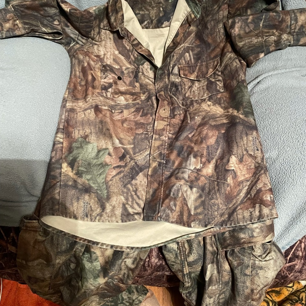 Button up shirt with matching pants with cargo pockets